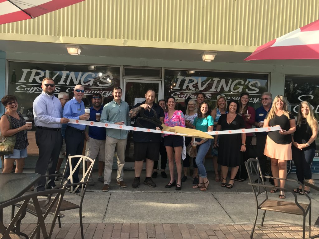 Ribbon cutting at Irving's Coffee